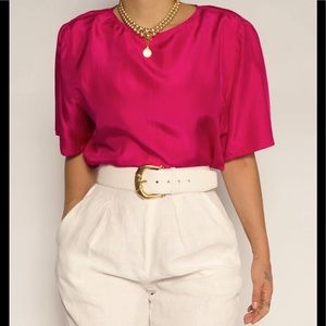 Christie & Jill Top Blouse size M Fuschia Gorgeous Elegance Silky Party
